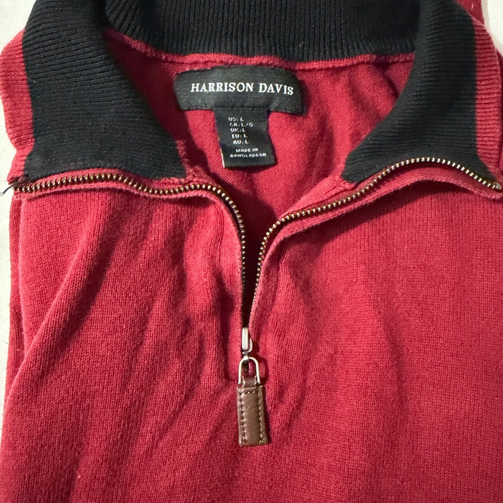 Men's Burgundy Zip-Up Sweater